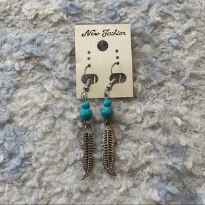 NIB Authentic Turquoise Feather Earrings